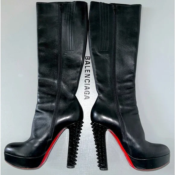 Spiked high heel boots deals